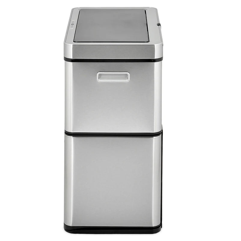 60L Touchless Triple Trash Bin with Sensor - 3 Compartments
