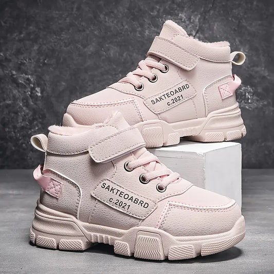 Teenage Winter Snow Boots - Anti-Slip PVC Sole, Fleece-Lined Mid-Calf