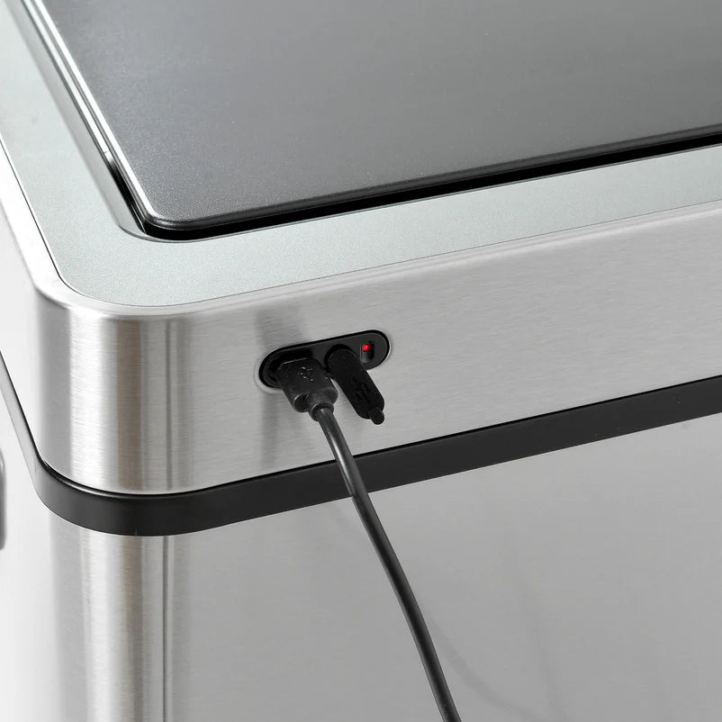 60L Touchless Triple Trash Bin with Sensor - 3 Compartments