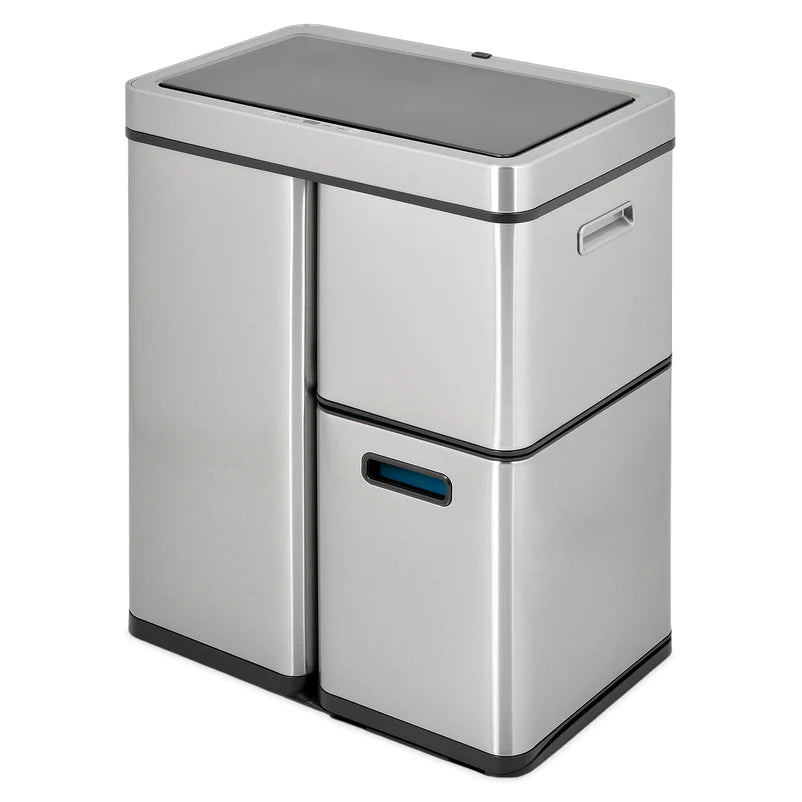 60L Touchless Triple Trash Bin with Sensor - 3 Compartments