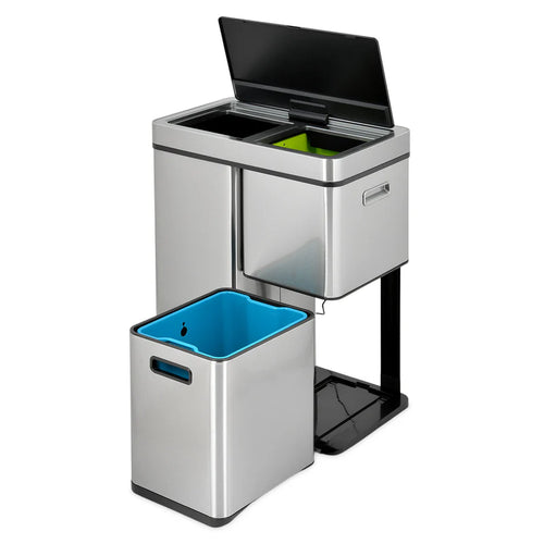 60L Touchless Triple Trash Bin with Sensor - 3 Compartments