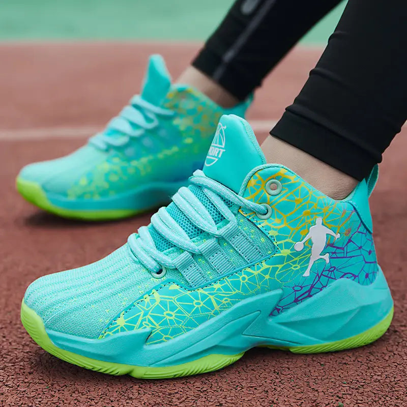 s & 's Youth High-Top Basketball Shoes - Turquoise/Green/Purple/Grey/Pink/Golden